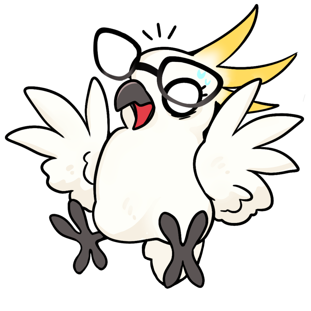 Pixel, WebDesignToo's mascot, shocked